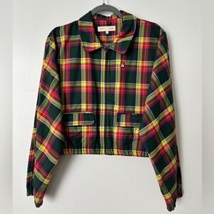Teddy Fresh Plaid Crop Zip-Up Womens Jacket